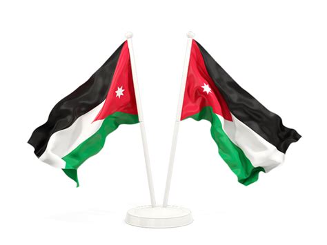 Two Waving Flags Illustration Of Flag Of Jordan