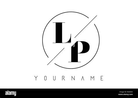 LP Letter Logo With Cutted And Intersected Design And Round Frame Vector Illustration Stock