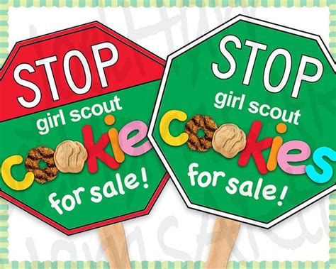 Girl Scout Cookies Stop Sign Cookie Booth Printable 2 Versions Red And