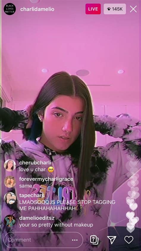 Charli Damelio Instagram Live Screenshot Rare Instagram Live Black My