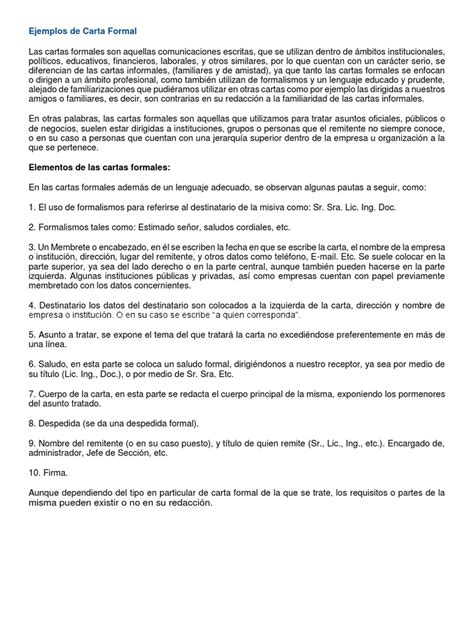 Ejemplos De Carta Formal Institución Bienestar