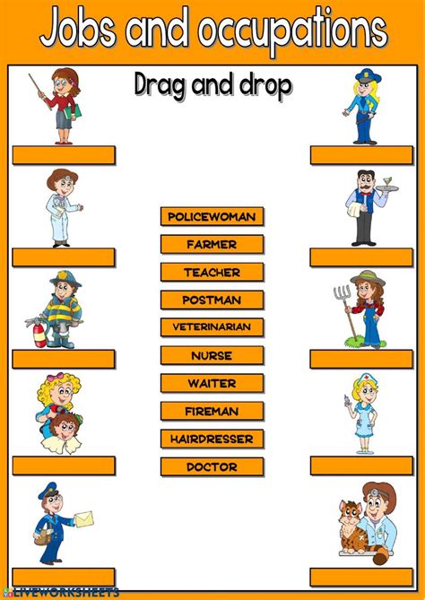 Jobs And Occupations Drag And Drop Interactive Worksheet English