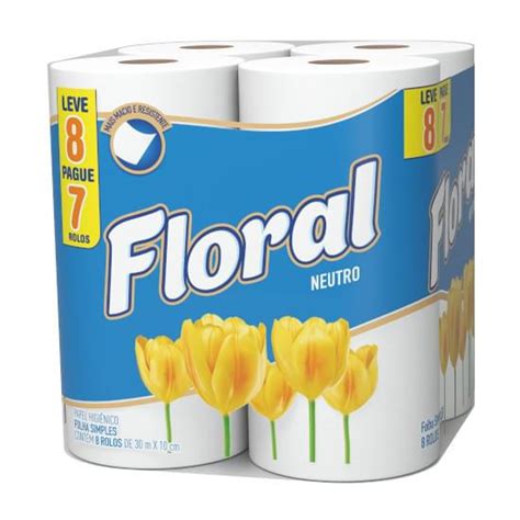 Bodegamix Papel Higiênico Floral Neutro 30 Metros Folha Simples Pacote