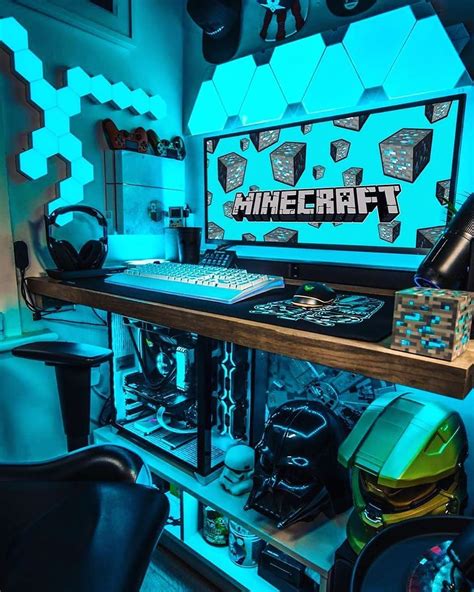 He Really Loves Minecraft ️ Gaming Pc Setup Desk Workspace Room