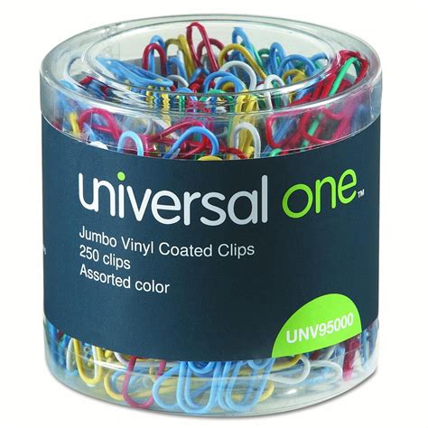 Universal One Vinyl Coated Wire Paper Clips Jumbo Assorted Colors Ct Walmart Com