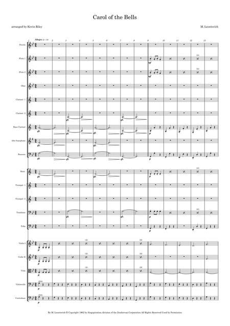 The Bell Carol By Mykola Leontovich Digital Sheet Music For Score And Parts Download And Print