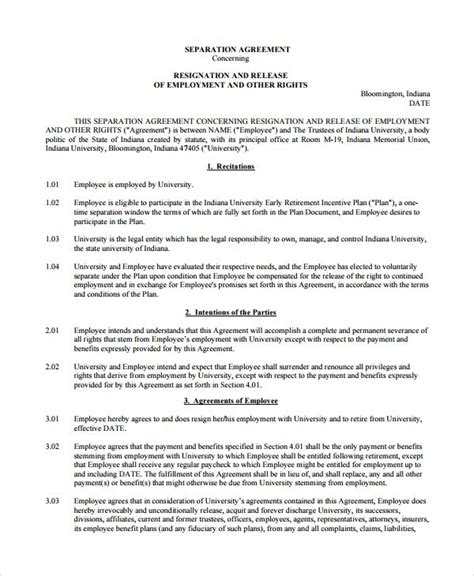 Do it yourself separation agreement template. employment separation agreement template sample employment separation agreement 9… | Separation ...