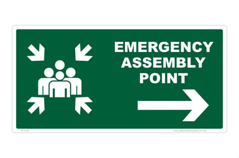 Emergency Assembly Point Right Arrow Sign Iso Approved Australian