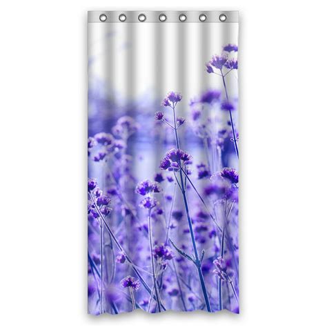 Phfzk Tree Of Life Shower Curtain Purple Lavender Flowers Field