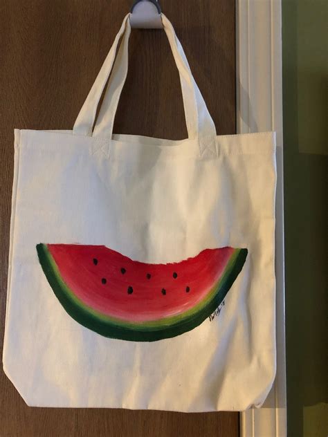 Watermelon Tote Bag By Sweetie4art On Etsy Handpainted Tote Bags