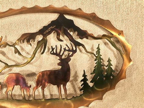 Whitetail Deer And Mountains Indoor Or Outdoor Wildlife Metal Wall Art
