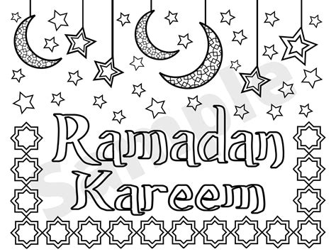 Ramadan Coloring Pages Mubarak Eid Kids Arabic Islamic Drawing Sheets