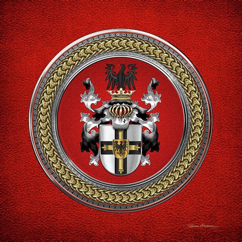 Teutonic Order Coat Of Arms Special Edition Over Red Leather Digital
