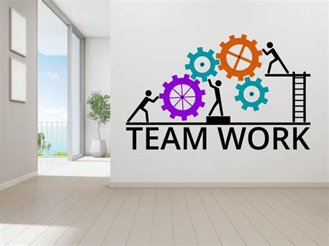 Large Vinyl Color Wall Decal Teamwork Success Stickers Large Etsy