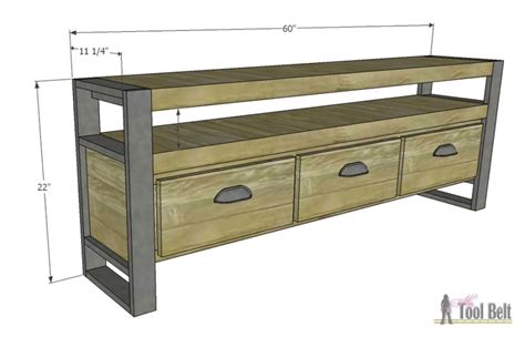 Metal, wood, and exposed or weathered features, such as bricks. Rustic Media Console Table - Her Tool Belt