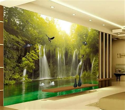 Wallpaper 3d On The Wall Hd Beautiful Landscape Waterfall