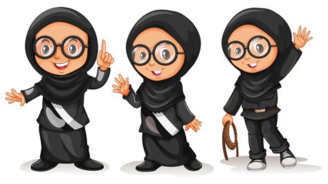 Muslim Girl In Black Costumes 298319 Vector Art At Vecteezy