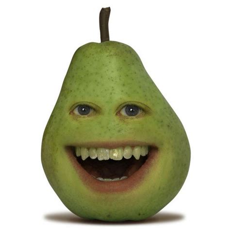 A Green Pear With A Smile On Its Face And Teeth Is Shown