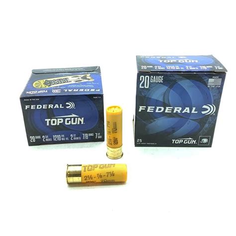 Federal Top Gun 20 Ga 2 3 4 7 5 Ammunition 50 Rounds
