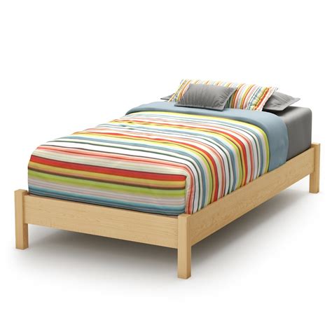 Twin Size Platform Bed Frame In Natural Wood Finish