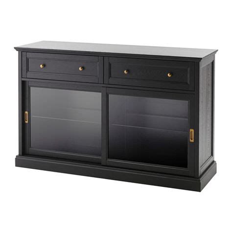 Ikea hemnes vitrine lackieren und mit stoff, recyclage objet, récupe objet : MALSJÖ Meuble bas - teinté noir teinté noir | Meuble bas ...