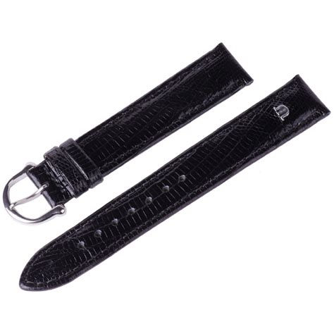 Generic 2.5mm diameter fat stainless steel spring bars included. Maurice Lacroix Watch Strap Tejus Lizard Black