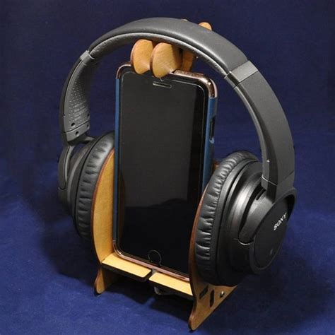 Wooden Over Ear Headphone Holder Mobile Device Dock And In Ear Etsy
