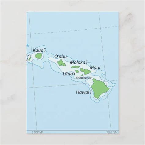 Hawaiian Island Chain Map Postcard Zazzle