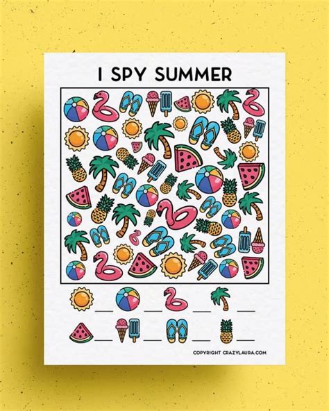 Free Summer I Spy Printable Game Sheets For Kids Crazy Laura In 2021