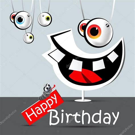 Happy Birthday Funny Card Smile And Eyes — Stock Vector © Novkota1