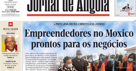 Capa Jornal De Angola De 2020 10 10