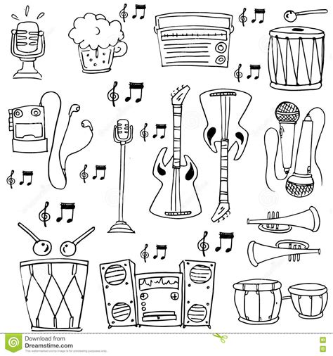 Doodle Of Element Music Set Stock Vector Illustration Of Symbol