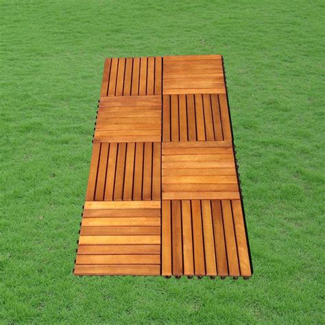 It's possible with the stonedeks system! Outdoor Patio 8-Slat Acacia Interlocking Deck Tile (Set of ...