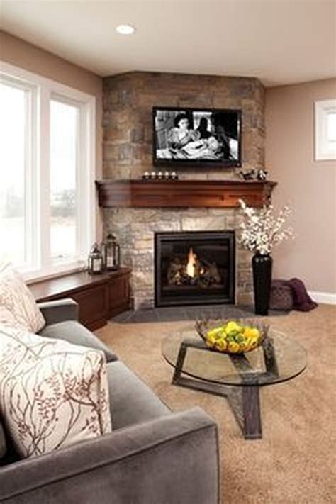 Comfy Corner Fireplace Ideas Best For Living Room Decoration 13