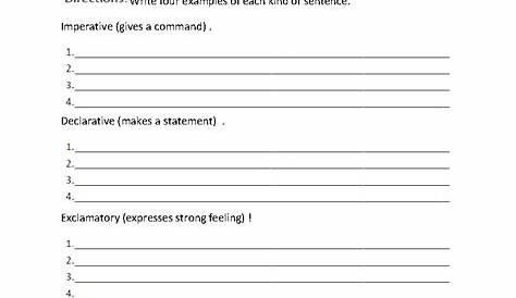 types of sentences worksheets