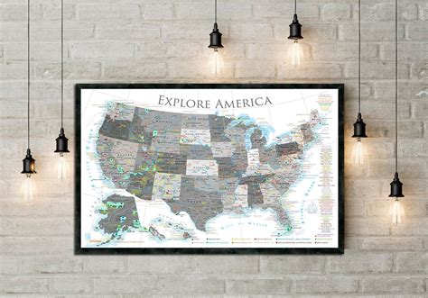 Usa National Parks Pin Board Map Black And White Edition Usa Travel
