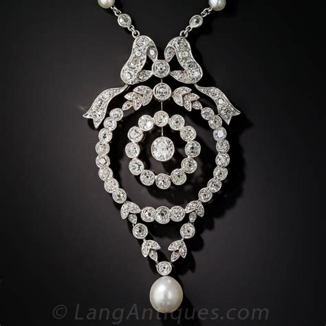Edwardian Diamond And Natural Pearl Necklace