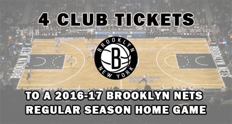 4 Club Level Tickets To A 2016 17 Brooklyn Nets Game
