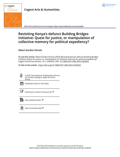 Pdf Revisiting Kenyas Defunct Building Bridges Initiative Quest For