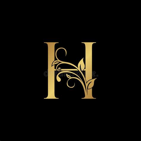 Golden Floral Letter H Logo Icon Luxury Alphabet Font Initial Vector