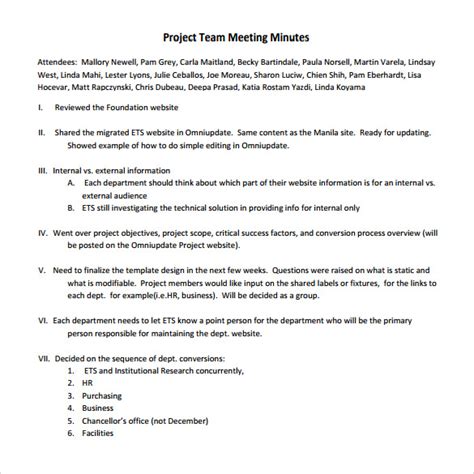 Free 13 Sample Project Meeting Minutes Templates In Pdf Ms Word