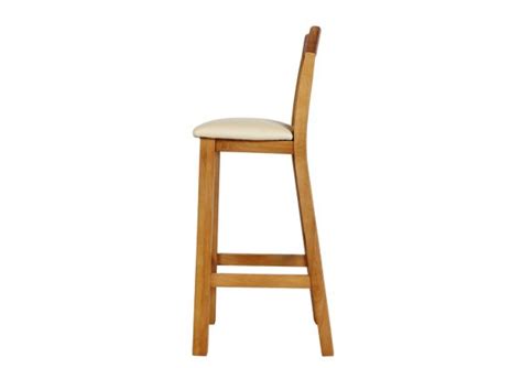 Solid Oak Billy Bar Stool With A Cream Leather Seat Pad