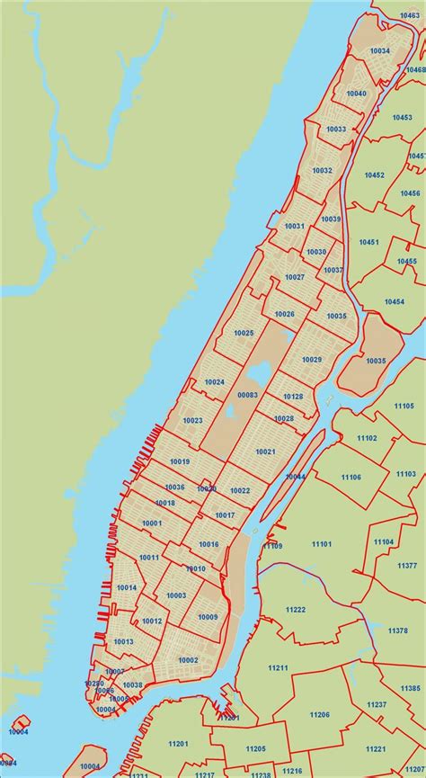 Map Of Manhattan Postcode Zip Code And Postcodes Of Manhattan