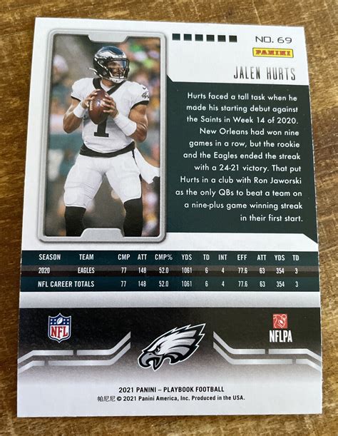 Mavin JALEN HURTS 2021 PANINI PLAYBOOK MOSAIC PARALLEL 69 EAGLES