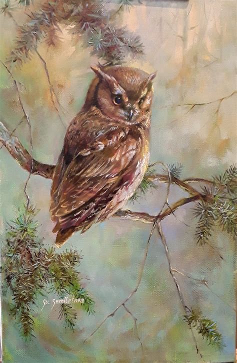 Owl 5 Oil Painting On Canvas Original 24x16 Modern Wall Etsy