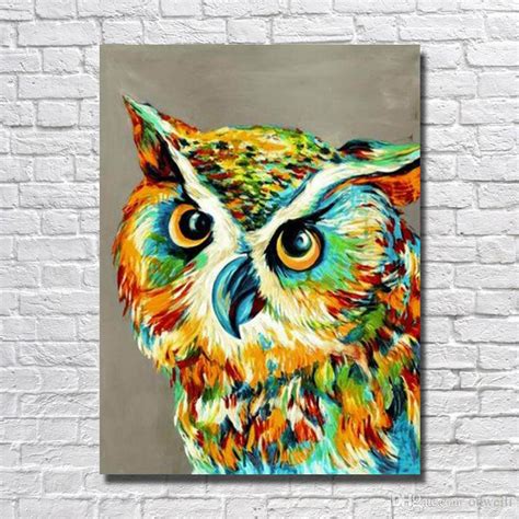 2019 Free Shipping2016 Hand Painted Abstract Bird Owl Oil