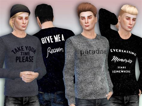 Paradise Sweaters For Men By Simlark At Tsr Sims 4 Updates