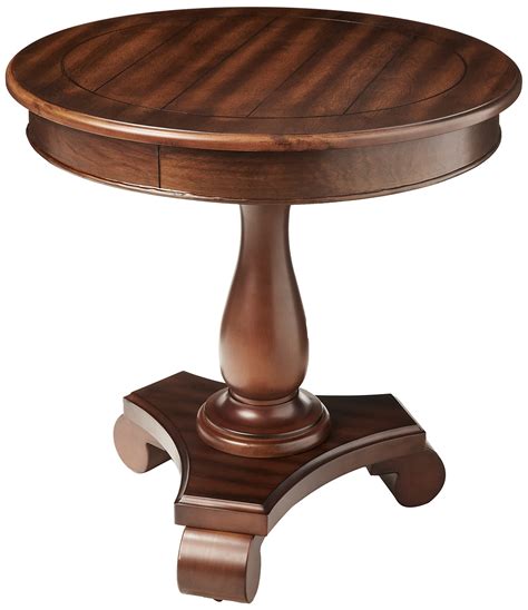 Roundhill Furniture Rene Round Wood Pedestal Side Table Espresso