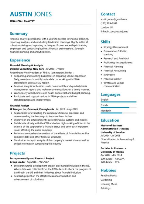 When writing your resume, be sure to reference the job description and highlight any skills, awards and certifications that match with the requirements. Financial Analyst Resume Sample 2020 - MaxResumes