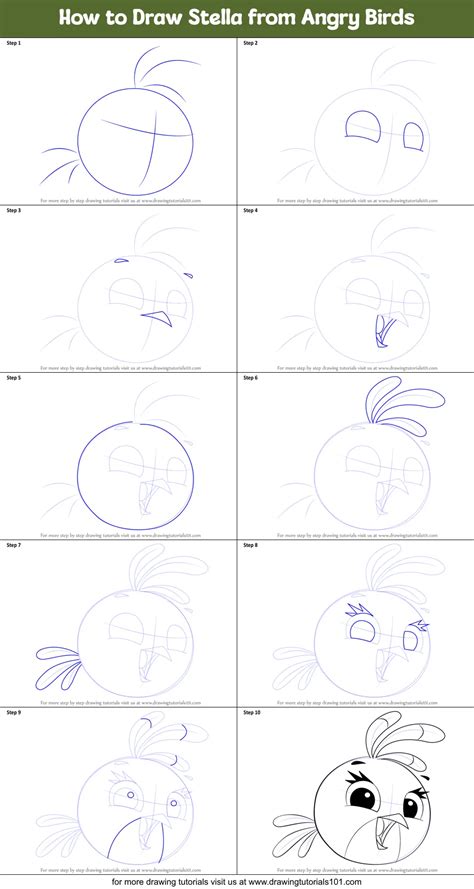 How To Draw Stella From Angry Birds Printable Step By Step Drawing